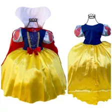 Vestido Fantasia Infantil Branca De Neve Capa, Saiote Tiara 