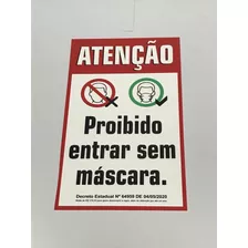 Placa Sinalização Proibido Entrar Sem Uso Mascara Prevenção