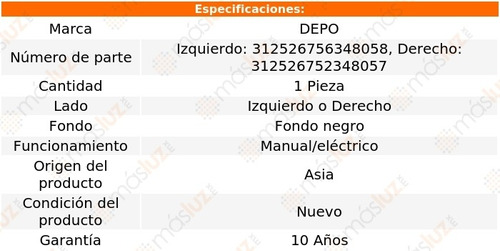 Faro Izq O Der Fdo Negro Manual/electrico P/halog L200 16/19 Foto 4