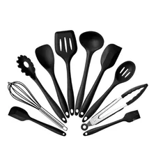 Conjunto Kit De Utensílios De Cozinha 10 Peças Silicone Inox