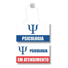 Placa Psicologia Em Atendimento 30x15 Vermelha Gancho