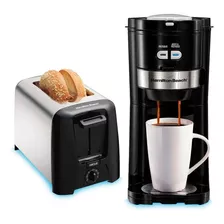 Kit Hamilton Beach Cafeteira Com Moedor + Torradeira (hbb01) Cor Preto/prateado 220v