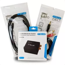 Kit Conversor De Áudio Optico Digital Para Rca Home Som P2