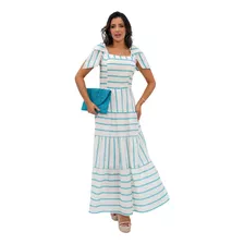 Vestido Longo Listrado Luciana Pais ( 93844) Evangelica