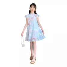 Vestido Infantil Sakura Azul Bebê