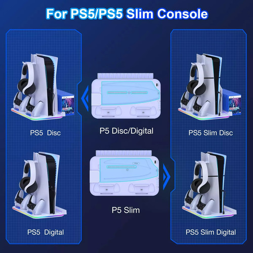 Base De Cargador Enfriadora Para Ps5/ps5 Slim Controles