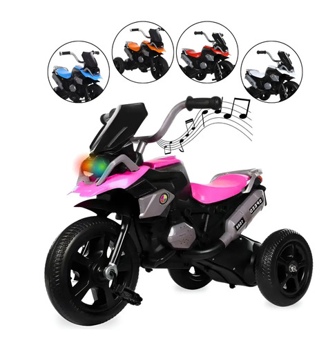 Triciclo Infantil Motoca Moto Com Pedal 3 Rodas Com Som Cor Rosa