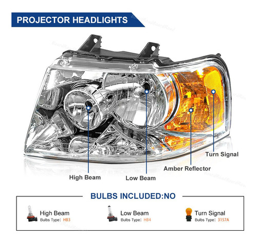 Faros Cromados Ford Expedition 2003 2004 2005 2006 Foto 2