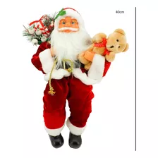 Papai Noel Boneco Decoração Natal Luxo 40cm Vários Modelos Cor Vermelho2