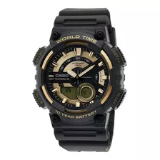 Reloj Casio Hombre Doble Hora, Protector Aeq-110bw-9avdf