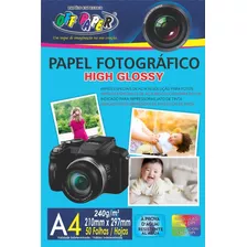 Papel Fotográfico High Glossy 240g A4 50 Folhas Off Paper 