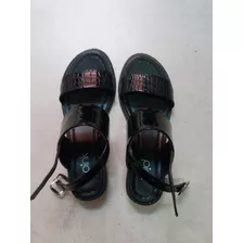 Sandalias Negras Charoladas N 37 