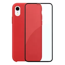 Capinha Silicone Aveludada Compatível iPhone XR + Película3d Cor Vermelho