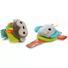 Brazalete Mordedera Peluche Bright Starts Rattle & Teethe Color Verde/naranja