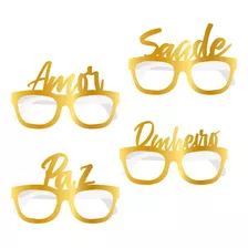 4 Oculos Papel Dourado Decoração Ano Festa