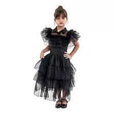 Vestido Infantil Vandinha Luxo Baile Bruxa Halloween Festa