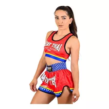 Conjunto Muay Thai Feminino Treino Top E Short Wonder Woman