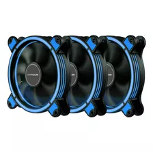 Kit Com 3 Fans Cooler Mymax Spectrum Ring Led Azul 120mm