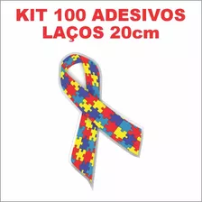 100 Adesivos Laço Autismo / Autista - 20cm