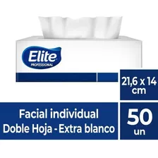 1 Paquete De Facial Doble Hoja Elite Professional 50 Un Color Blanco