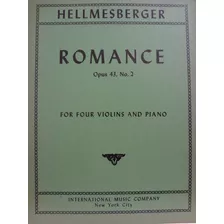 Partitura 4 Violinos Piano Romance Op 43 Nº 2 Hellmesberger