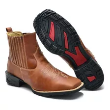 Bota Botina Texana Couro Bico Quadrado Cano Curto Oferta