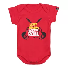 Roupa De Bebê Rock Leite Fralda & Rock N Roll Vermelho