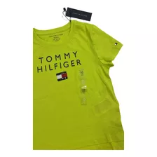 Camiseta Infantil Tommy Verde Lima Logo Frente Paetê 43352