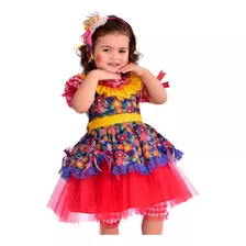 Vestido Festa Junina Vermelho Bebê - Mesversario Junino