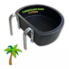 Comedouro 3 Litros Cocho Tigela De Ração Sal Pote Comida Cor Preto