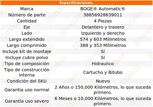 Set 4 Amortiguadores Boge Thunderbird Rwd L4 2.3l 83 Al 88 Foto 2