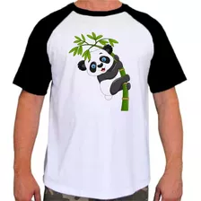 Camiseta Raglan Estampa Animais Urso Panda Fofo 90