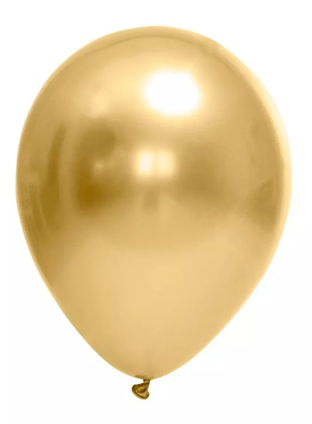 Balão Bexiga Cromado Metalizado Dourado 25 Unidades Tam. 9