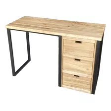 Escritorio Industrial Hierro Y Madera Con Cajonera 100x50