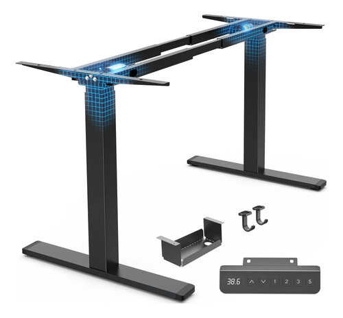 Motor Duplo Com Estrutura De Mesa Elétrica Huuger Negro