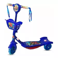 Patinete Infantil Musical Frozen 3 Rodas Com Luzes E Cesta Cor Homem Aranha (azul) Homem Aranha