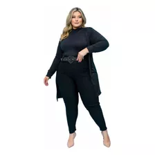 Conjunto Plus Size Calça , Blusa, Kimono E Cinto 44 A 54