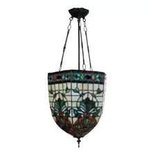 C&h Lámpara Colgante Estilo Tiffany Diseño Mediterráneo Detalles De Hojas