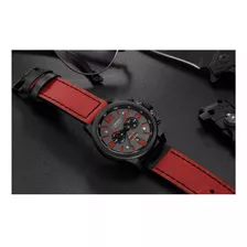 Reloj Para Hombre Curren Krec160104 Rojo Color De La Correa Negro