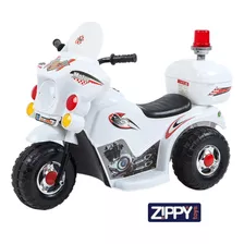 Mini Moto Elétrica Infantil A Bateria 6v Luz E Baú Policial Cor Branco