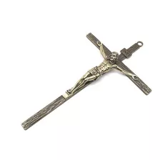 Crucifixo De Metal Dourado Parede Elegante 25 Cm
