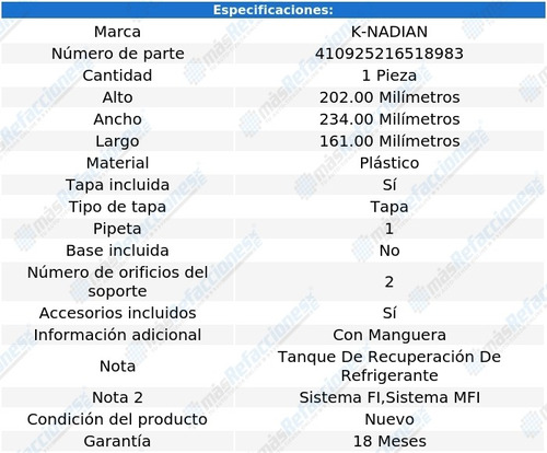 Deposito Anticongelante K-nadian Breeze L4 2.0l 97 Al 00 Foto 3