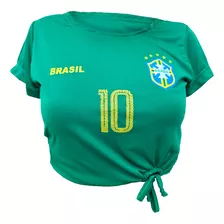 Blusinha Copa Do Mundo Do Brasil Cropped T Shirt Camiseta 