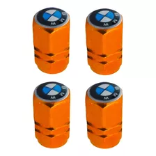 4 Tapones Válvula Bmw Para Llantas Autos Aluminio Naranja