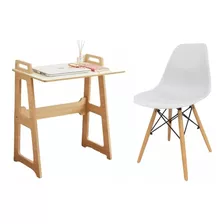 Escritorio Kim Moderno Home Office 75x75x45 Nórdico + Silla