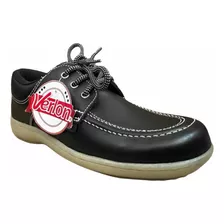 Zapato Escolar Verlon Cuero Negro Goma Blanca Colegio