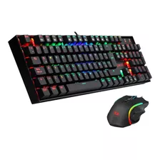 Kit De Teclado Y Mouse Gamer Redragon De Color Negro