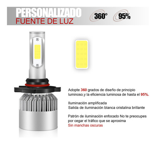 Kit De Faros Led 9003 H4, 6500 K, 100 W, 8000 Lm Para Toyota Foto 6