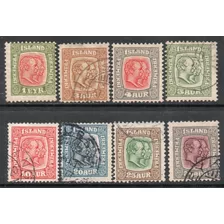 Islandia Serie X8 Sellos Frederik 8° Y Christian 9° Año 1907