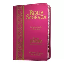 Bíblia Jumbo Letra Extra Gigante Harpa Ramos Pink E Índice